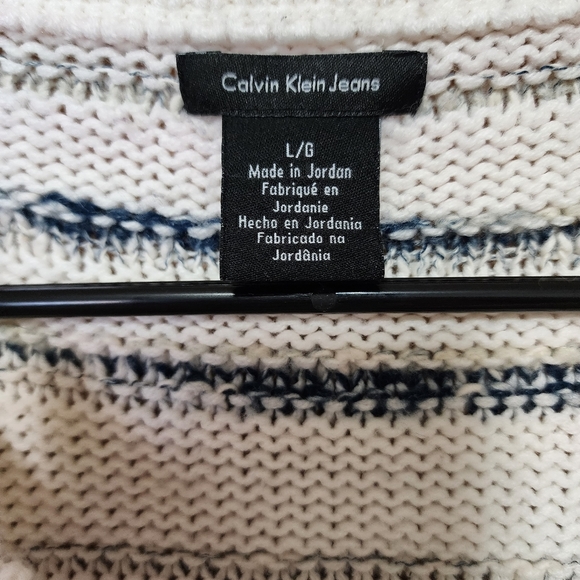 Calvin Klein Oversized Mixed Knit Striped Crewneck Sweater - Picture 4 of 8